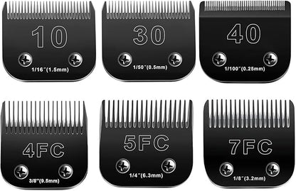 10 Blades Dog Grooming Blades Compatible with Andis/Oster A5/Wahl KM-10 Series Dog Clippers,Detachable Clipper Replacement Blade (6PCS Black-