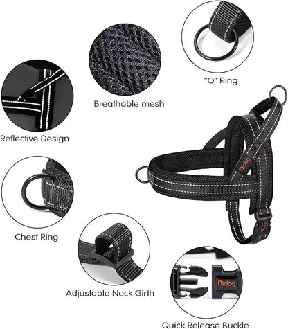 Didog No Pull Dog Harness with Soft Mesh Padded,Reflective &amp; Quick Fit Light Weight Dog Strap Vest Harness,Easy for Walking Training (S:Chest 18-22", Mesh-Black)