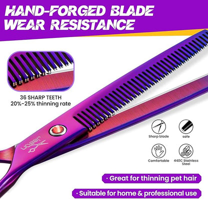 JASON Grooming Scissors for Dogs - Sharp Thinning Dog Shear with Muffler Pad, Stainless Steel Dog Grooming Shears Professional Texture Scissors for Pets