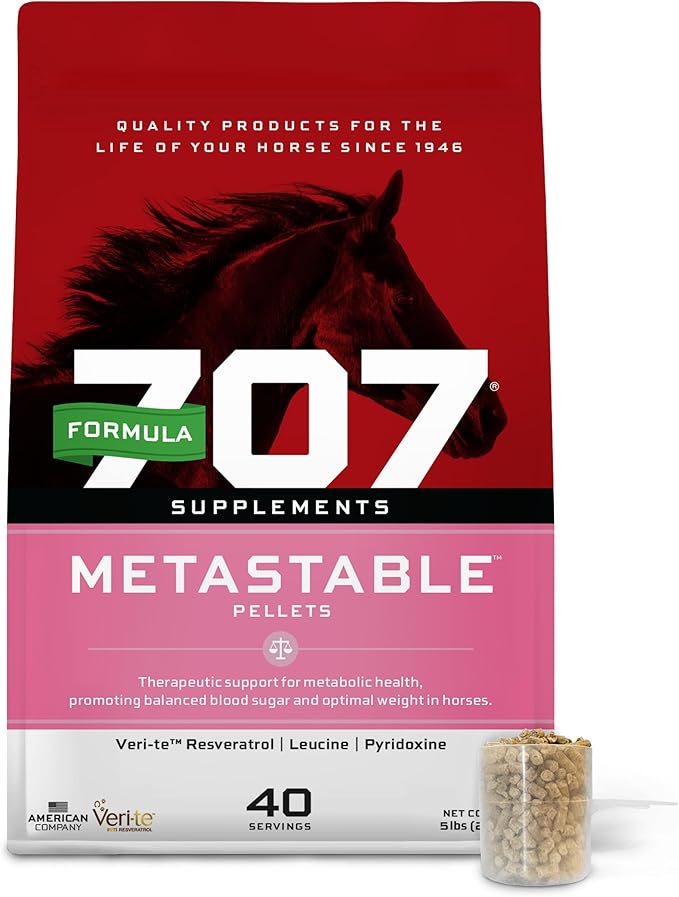 Formula 707 MetaStable Pellets for Horses 5 lb Bag – 40 Servings – University-Studied Support for Horses with Laminitis, Insulin Resistance &amp; Metabolic Disorders