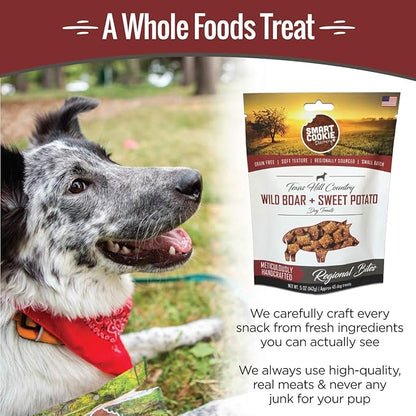Smart Cookie All Natural Dog Treats - Wild Boar &amp; Sweet Potato - Training Treats for Dogs with Allergies, Sensitive Stomachs - Soft Dog Treats, Chewy, Grain Free, Human-Grade, Made in USA - 5oz Bag