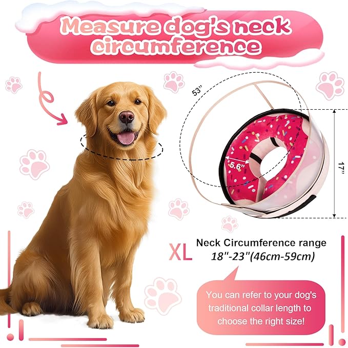 Inflatable Dog Cone Collar with Detachable Enhanced Anti-Licking Shield, Soft Neck Donut Collar for Dogs After Surgery, Adjustable Dog Cone Alternative for Large Medium Small Dogs &amp; Cats