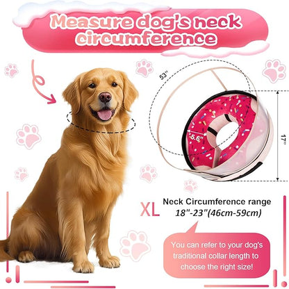 Inflatable Dog Cone Collar with Detachable Enhanced Anti-Licking Shield, Soft Neck Donut Collar for Dogs After Surgery, Adjustable Dog Cone Alternative for Large Medium Small Dogs &amp; Cats