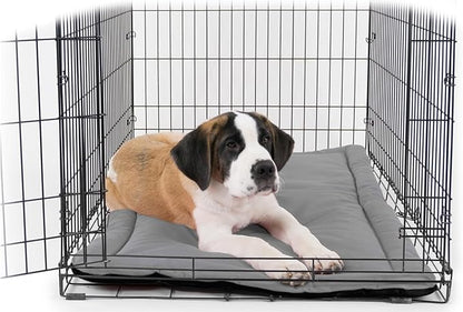 K9 Ballistics Tough Ripstop Dog Crate Pad - Durable &amp; Machine Washable with Non-Skid Bottom and 120-Day Warranty, Fits 42" Wire Crates - Large, Light Gray Velvet