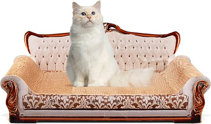 Scratching Sofa, Couch Shaped Thick Scratching Cardboard, Lounge Bed for Indoor Rest&amp;Play, Sofa Scratcher Pad (Silver, 27.6" L X 12.4" W X 11.8" H)