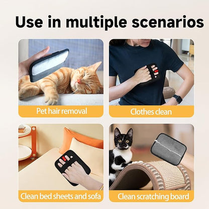 2-in-1 Pet Grooming Glove &amp; Fabric Hair Remover - Reusabie, Silicone Massage Bristles,Static Adhesion for Quiuck Shedding Control,Safe for Dogs &amp; Cats