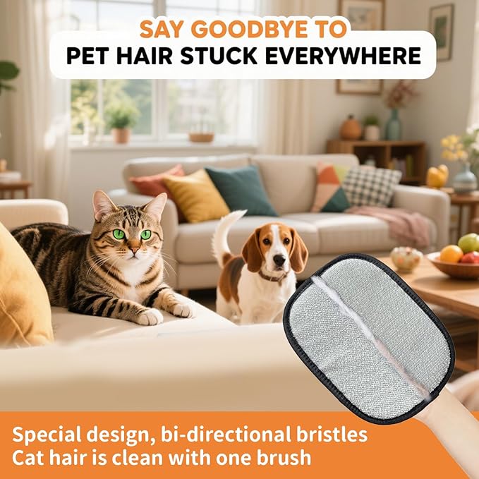 2 Pcs Pet Hair Removal Gloves, Reusable Electrostatic Grooming Mitt, Washable &amp; Eco-Friendly Fur Remover for Dogs &amp; Cats, Versatile for Furniture, Bedding, Clothes, and Car Seats