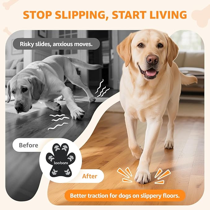 Loobani Paw Pads for Dogs Traction: Anti Slip Dog Paw Grippers for Senior Dogs Walking on Hardwood Slippery Floors - Dog Paw Protector Stickers for Prevent Licking &amp; Wound Care, Easy Using