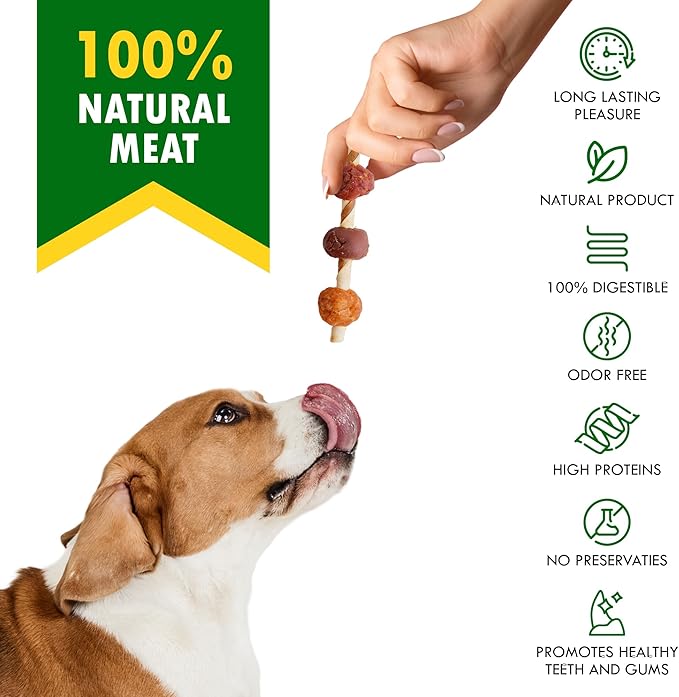 Dog Treats Rawhide Sticks Wrapped with Chicken 11 oz - Pet Natural Chew Treats - Grain Free Meat &amp; Human Grade Dried Snacks - Best for Small &amp; Large Dogs