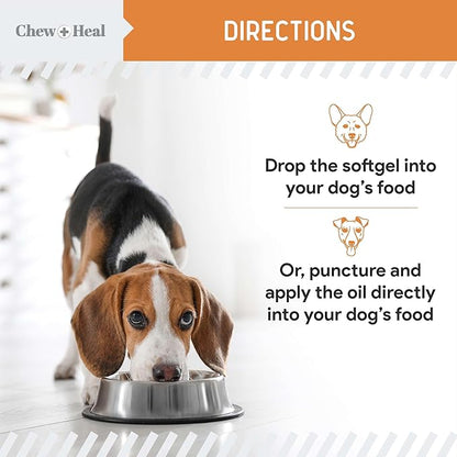 Wild Caught Omega 3 Fish Oil for Dogs - 180 Softgel Capsules for Healthy Skin and Coat - 300 mg Mini Dog Fish Oil Pills for Shedding, Dry Itching Skin, and Hot Spots - Pet Omega Salmon Supplement