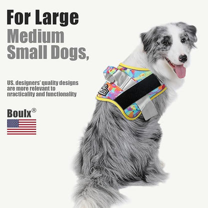 Bolux Dog Harness, No-Pull Reflective Dog Vest, Breathable Adjustable Pet Harness with Handle for Outdoor Walking - No More Pulling, Tugging or Choking (Large (Pack of 1), Watercolour)