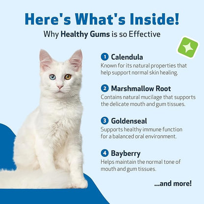 Pet Wellbeing Healthy Gums for Cats - Gums &amp; Dental Health, Oral Care, Healthy Breath, Coenzyme Q10, Zinc Oxide, Calendula, Marshmallow Root - Veterinarian-Formulated Holistic Topical 4 oz (118 ml)