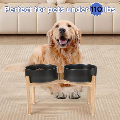 SPUNKYJUNKY Elevated Dog Bowls Ceramic, 8.3&