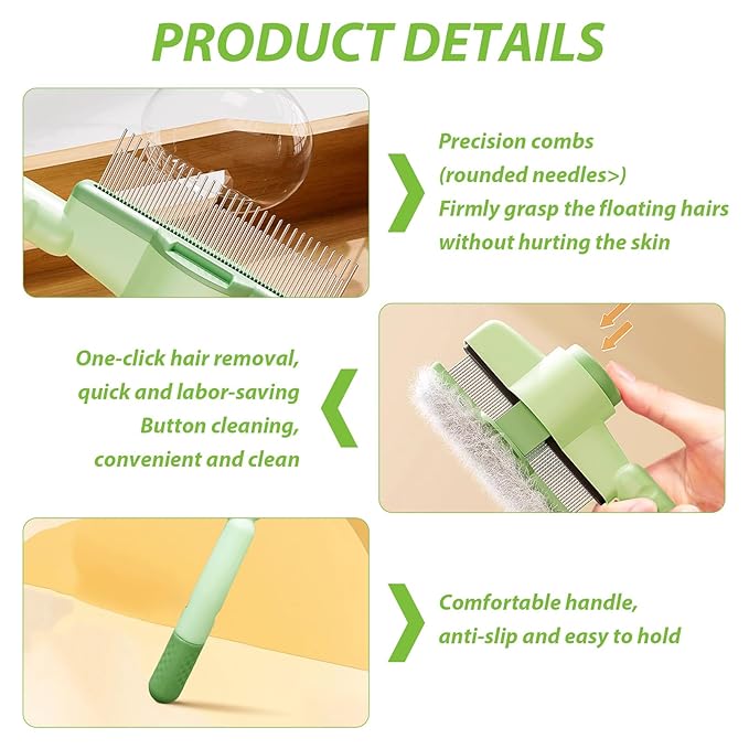 Pet Dematting Comb for Cats &amp; Dogs, Stainless Steel Grooming Tool with Rounded Teeth for Matted Fur, Tangles &amp; Loose Hair Removal, Ergonomic Handle for Easy Brushing