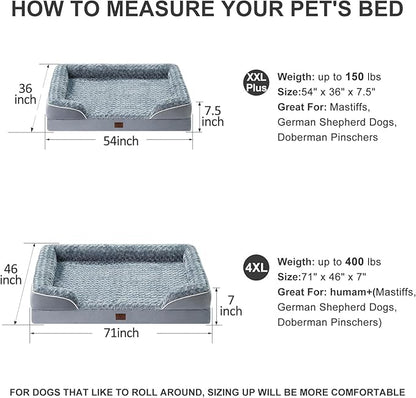 WNPETHOME Dog Beds for Large Sized Dogs, Washable Orthopedic Dog Couch Sofa Bed with Waterproof Lining &amp; Non-Skid Bottom for Pet Sleeping