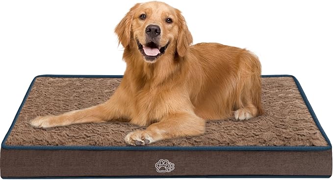EMPSIGN Dog Bed Mat 41 Inch Reversible Warm &amp; Cool,Washable Dog Crate Bed with Egg Crate Foam Support, Pet Sleeping Mat for Large Medium Small Dogs, Fluffy Kennel Pad(Brown)