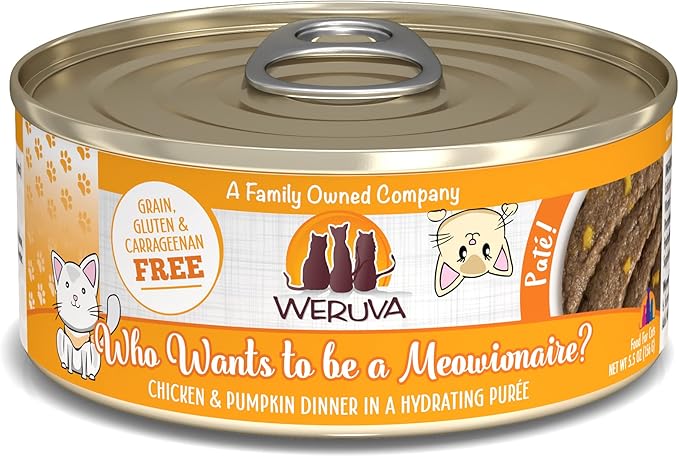 Weruva Classic Cat Paté, Who Wants to be a Meowionaire? with Chicken &amp; Pumpkin, 5.5oz Can (Pack of 8)