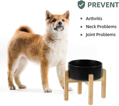 Ceramic Raised Dog Bowl Set, Elevated Dog Bowl with Stand, Food and Water Bowl for Medium Breed Dogs, Weighted Dog Dishes, Pet Bowl(7.3&