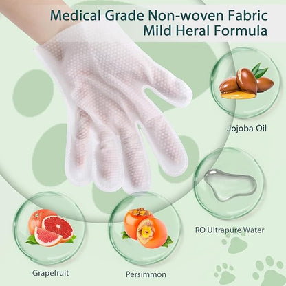 WLP 48 PCS Pet Cleaning and Deodorizing Glove Wipes for Dogs &amp; Cats Hypoallergenic Pet Cleaning and Hydrating Glove Bath Wipes Enriched with Aloe &amp; Jojoba Oil Individually Wrapped