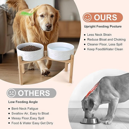 SPUNKYJUNKY Elevated Dog Bowls Ceramic, 8.3&