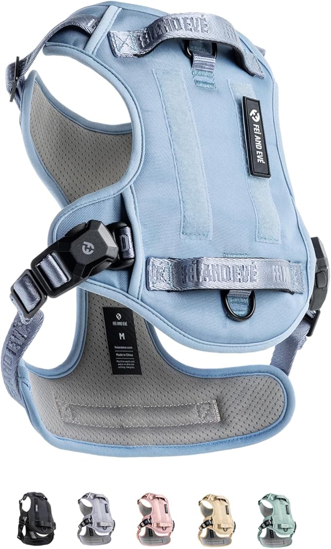 2025 New Edition, Fei &amp; Eve MagEase Dog Harness - 3-Second Magnetic Buckles | 3-Point No-Pull Control | Heavy-Duty 900D Nylon | Dual Safety Handles | Breathable Mesh | Adjustable Fit | Medium, Blue