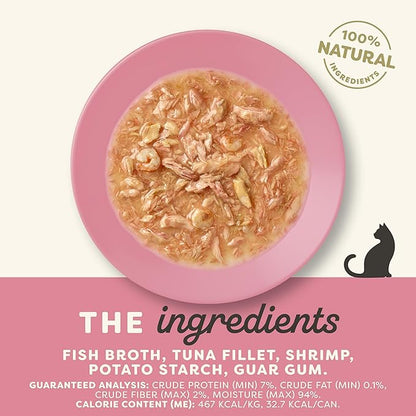 Applaws Natural Wet Cat Food in Gravy, Limited Ingredient Canned Wet Cat Food, No Additives, Made with Natural Ingredients, Tuna Fillet &amp; Shrimp in Gravy (24 x 2.47oz Cans)