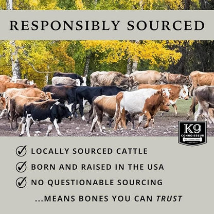 K9 Connoisseur Beef Marrow Dog Bones Long Lasting for Aggressive Chewers - USA Made Single Ingredient Dynamo Bone for Small and Medium Dogs Upto 50 Pounds - 3 Pack