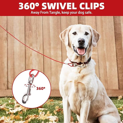 PUPTECK Outdoor Dog Run Cable for Small to Large Dogs up to 125lbs, Heavy Duty Tie Out Cable Trolley System with Runner Pulley Cable Zip Line for Yard, Camping, Long Lead Chain Leash