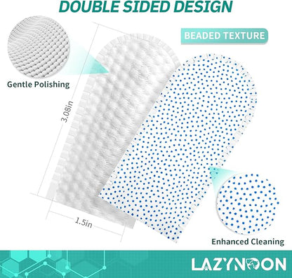 LAZYNOON Dog Teeth Cleaning Wipes - Dog Dental Wipes, Pet Dental Finger Wipes for Dogs &amp; Cats Teeth with Brushing Beads, Removes Plaque and Tartar Buildup, Freshens Breath, 60 Count