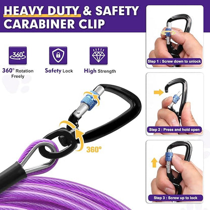 Snagle Paw 10FT Tie Out Cable for Dogs-1000LBS Break Strength,Heavy Duty Dog Leads for Yard with Shock Absorbing Spring &amp; Swivel Hook,Dog Leash Cable for Outside,Dog Line Tether for Small Large Dogs