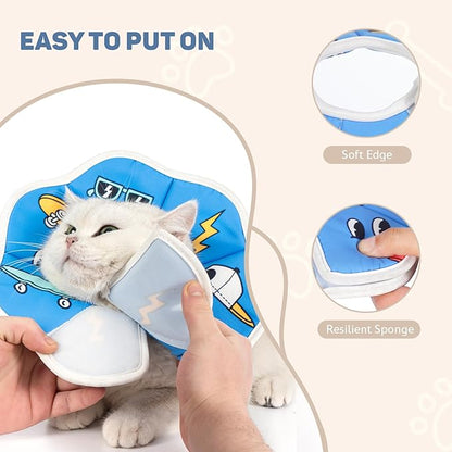Avont Soft Cat Recovery Cone Collar, Adjustable Lightweight Kitten E-Collar for Small Dogs, Comfortable Neck Donut Stop Licking Scratching After Surgery -Skate(XS)