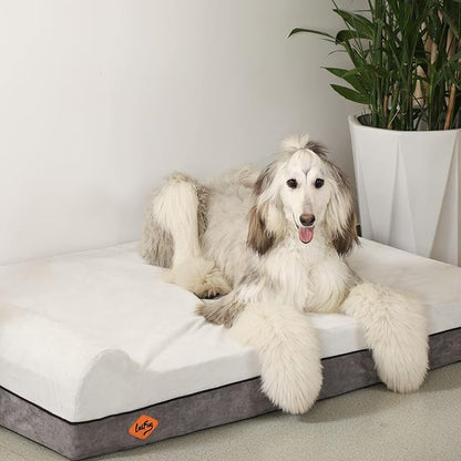 Laifug Orthopedic Memory Foam Dog Bed Extra Large Dog Bed with Pillow and Durable Water Proof Liner &amp; Removable Washable Cover &amp; Smart Design(Dark Grey)