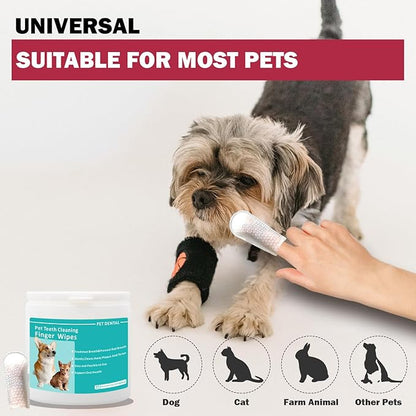 Pet Tooth Cleaning Finger Wipes (50Pcs),Dog Teeth Cleaning Wipes,Dog Dental Cleaning Finger Sleeves,Reduces Plaque &amp; Freshens Breath,Freshens Breath, Safe and Natural
