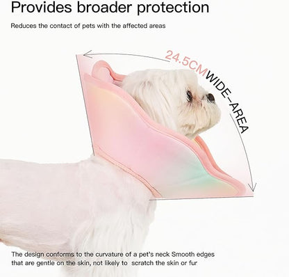 Touchdog Foldable Dog Cone Collar for Cats &amp; Dogs - Adjustable Soft Recovery Collar with Waterproof PU Coating, Lightweight Design, 24.5cm/9.6in Wide Barrier (Pink Gradient Color, S)