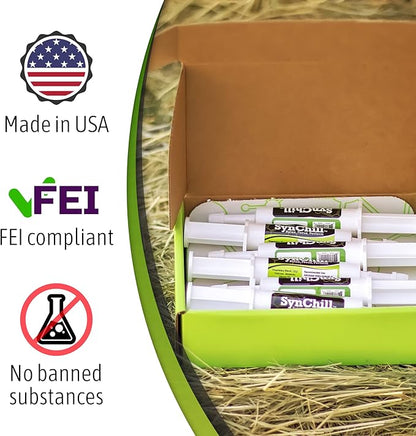 SynChill Oral Horse Calming Gel, 100% Natural &amp; Nutritional Supplement, Lab Proven Results, Designed for Focus &amp; Performance, Approved by Olympic Professionals &amp; Veterinarians, Made in USA - 1 Pack