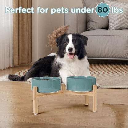 SPUNKYJUNKY Elevated Dog Bowls Ceramic, 7.3&