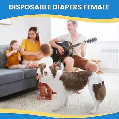 IMMCUTE Female Dog Diapers 30 Count,Super Absorbent Disposable Dog Diapers Female with Flash Dry &amp; Leakproof, Doggie Diapers for Heat Cycle,Excitable Urination (X-Small)