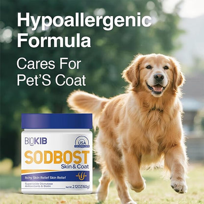 SODBOST Dog Allergy &amp; Itch Relief, Cat Skin &amp; Coat Supplement Powder -SOD Enzyme Skin Relief Formula for Allergy &amp; Itch Relief &amp; Reduces Shedding - Plant-Based, Made in USA - 60 Scoops