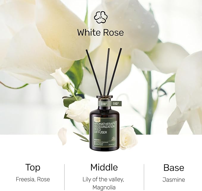 Reed Diffuser for Pet Odor Elimination, White Rose, Non-Toxic &amp; Pet-Friendly Air Freshening, 6 Oz