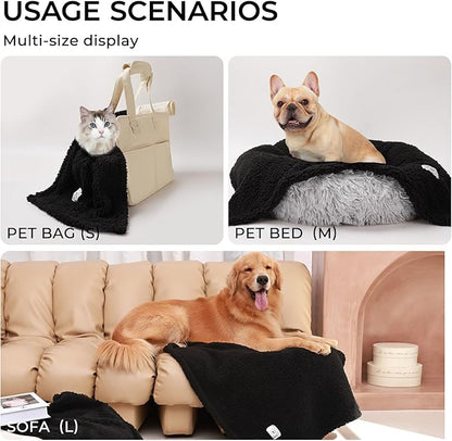 1 Pack 3 Calming Blankets Fluffy Premium Fleece Pet Blanket Soft Sherpa Throw for Dog Puppy Cat Black Small (23”x16&