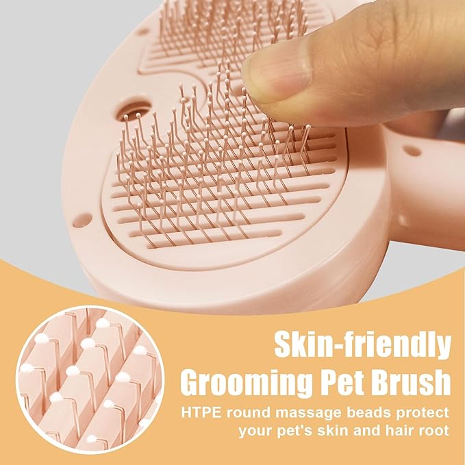 Cat Steam Brush for Shedding, Pet Steam Brush for Dog with Release Button,Anti-Static Pet Spray Hair Removal Comb,Cat Spray Comb for Long &amp; Short Haired Pets,Pink
