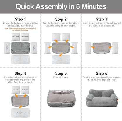 MEWOOFUN Cat Bed for Indoor Cats, Washable Dog Beds for Small Dogs &amp; Cats with Removable Cover, Fluffy Cat Couch with Non-Slip Bottom (Grey, 26.0" L X 19.0" W X 13.0" Th)
