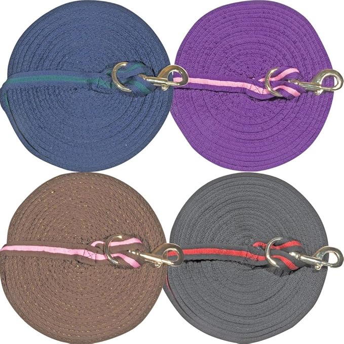 Dura-Tech Cushion Lunge Line for Horses | Stable Use &amp; Horse Training | Horse Lunge Line with Snap | Durable Horse Lead Rope | 30 Foot Length | Replaceable Brass Snap