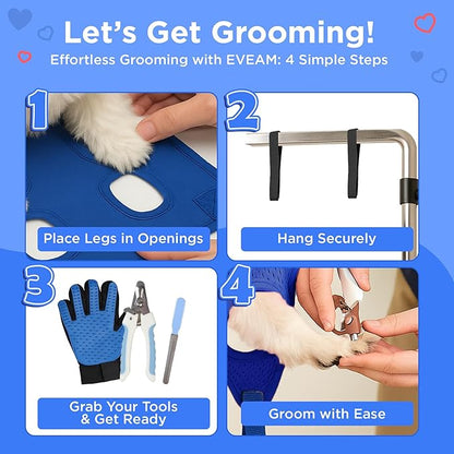 Pet Grooming Hammock for Cats &amp; Small Dogs – Nail Clipping Kit with Sling, Clippers, File, Glove, Straps &amp; Carabiners – Ideal for Trimming &amp; Ear Cleaning – [S/XS] (Pink, Small)