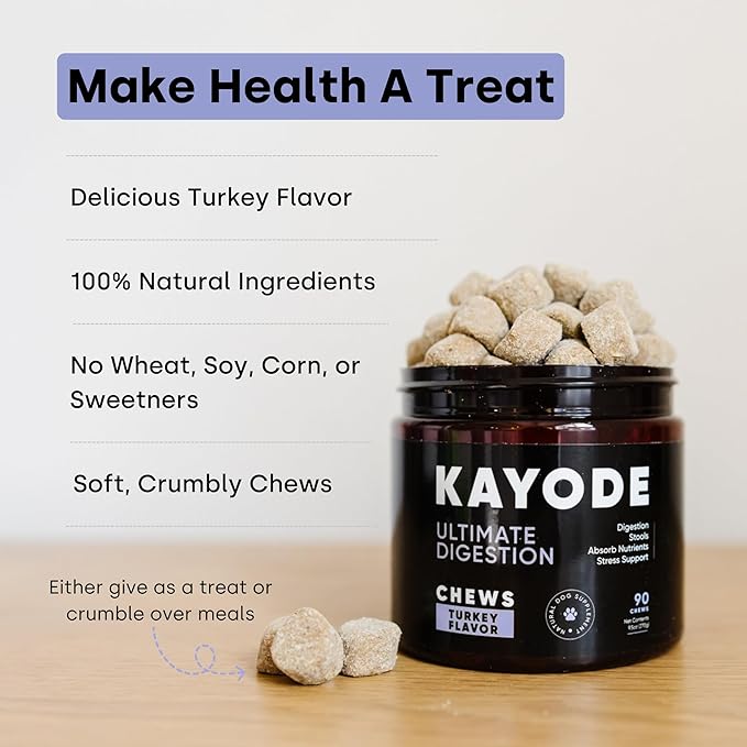 Kayode Ultimate Digestion. Fast Facting Anti Diarrhea for Dogs. Dog Fart Remedy &amp; Dog Gas Relief. Natural Nutrients for Healthier, Firmer Stools. Pumpkin &amp; Digestive Enzymes for Dogs.