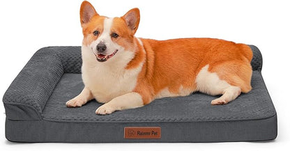 Orthopedic Dog Beds Large Sized Dog, 3 Inch Memory Foam Pet Bed for Medium and Large Dogs, Washable Removable Cover, Nonskid Bottom, Waterproof, 41x27 Inches XL Dark Grey