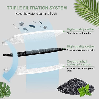 Cat Water Fountain Filters, Compatible with Stainless Steel Pet Fountain Replacement Filters for Cat Fountain (4 Filters&amp; 4 Sponges)