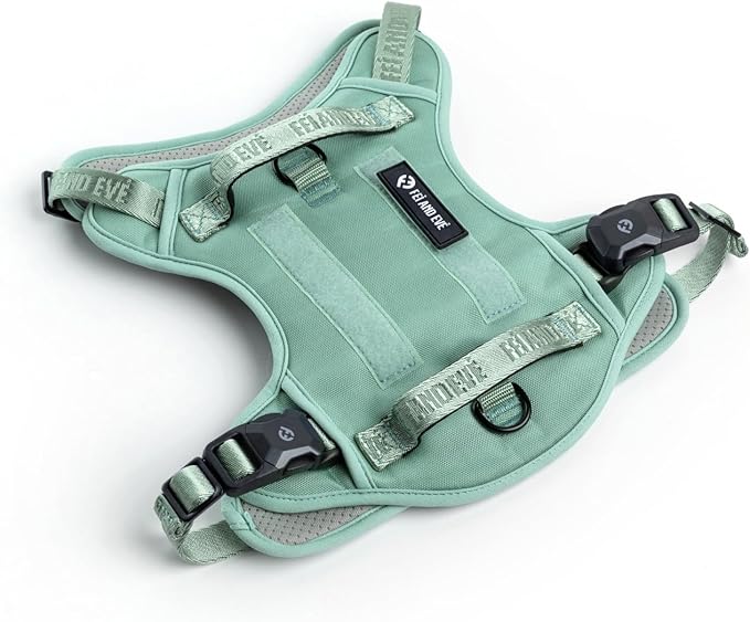 2025 New Edition, Fei &amp; Eve MagEase Dog Harness - 3-Second Magnetic Buckles | 3-Point No-Pull Control | Heavy-Duty 900D Nylon | Dual Safety Handles | Breathable Mesh | Adjustable Fit | Medium, Green