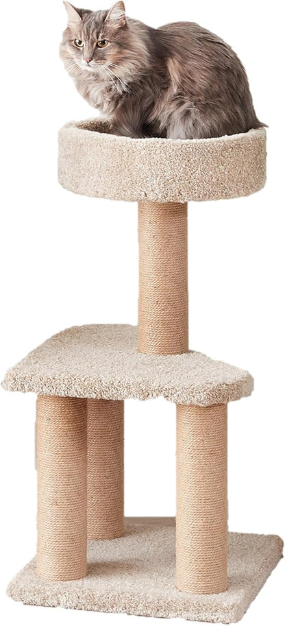 Amazon Basics Cat Tree - Indoor Cat &amp; Kittens Multi-Level Climbing Activity Tower with Scratching Posts, Medium (31.5"H) - Beige