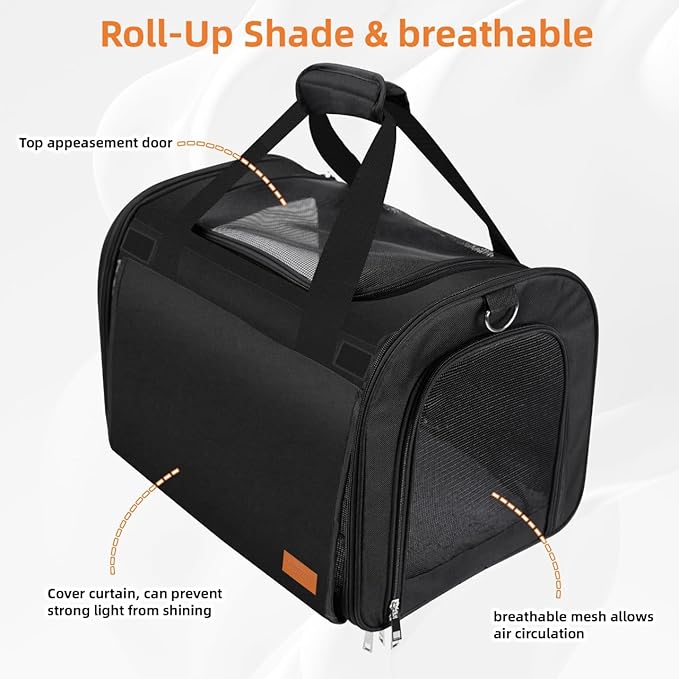 TWDEPART Cat Carrier Backpack - Multifunctional, Firm &amp; Foldable with Roll-Up Shade, Breathable Design Includes Collapsible Bowl &amp; Cushion (Black)